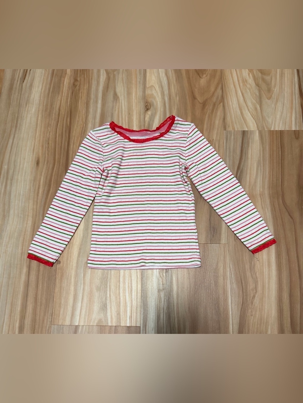 Boden Striped Long-Sleeve Tee in Red, Green & White